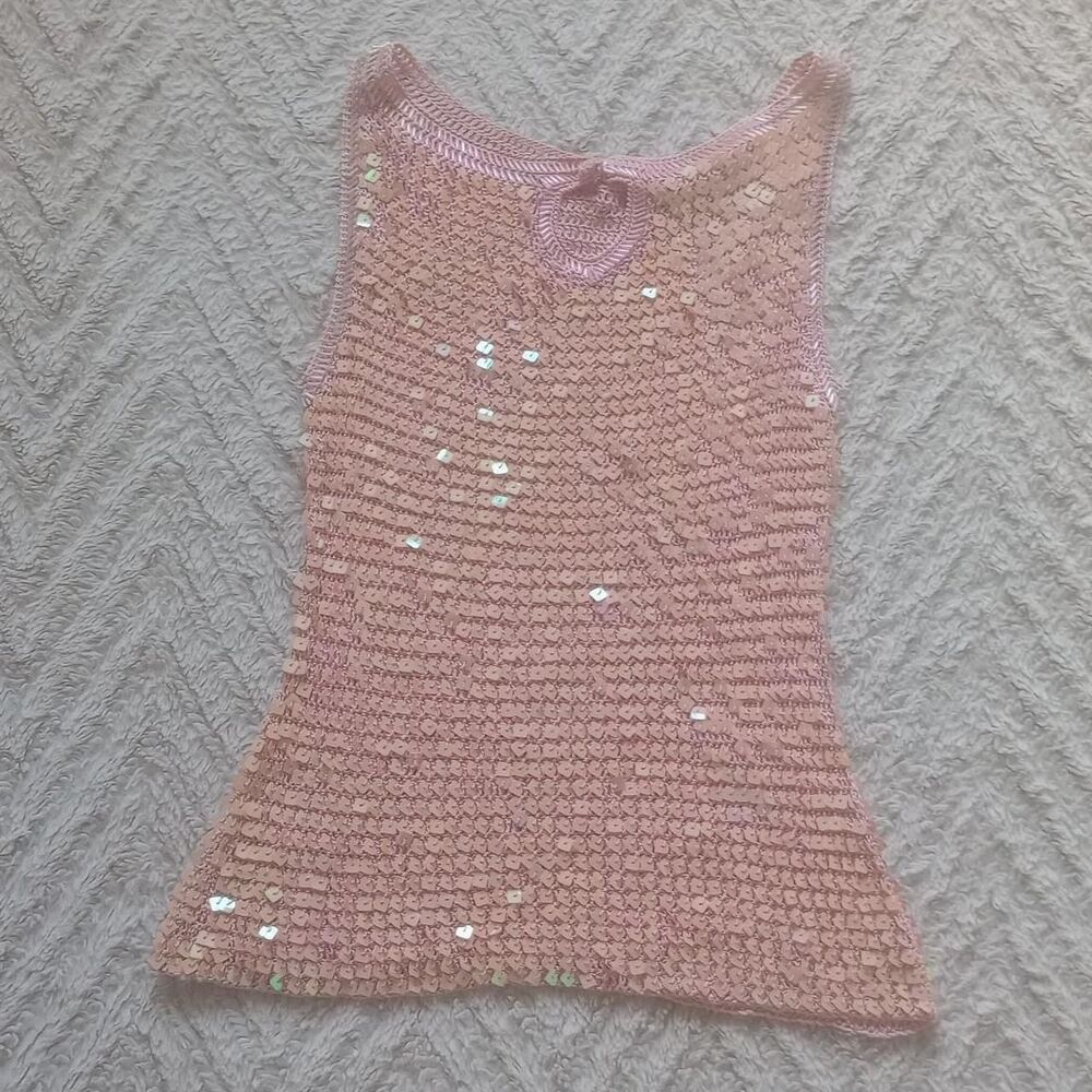 Y2K Iridescent Crochet Sequined Beaded Fairy Top - Picture 2 of 3